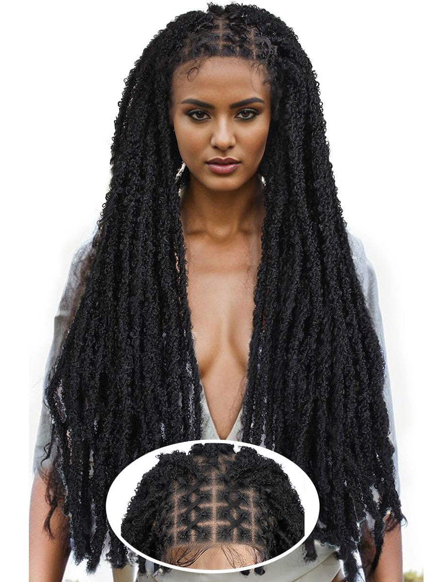 32" 3D Butterfly Locs Wig Knotless Full Double Lace Wig
