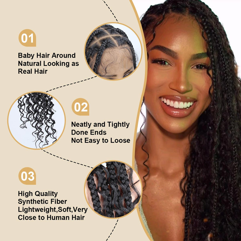 Sangtok New 360 Lace Braided Wigs for Black Women
