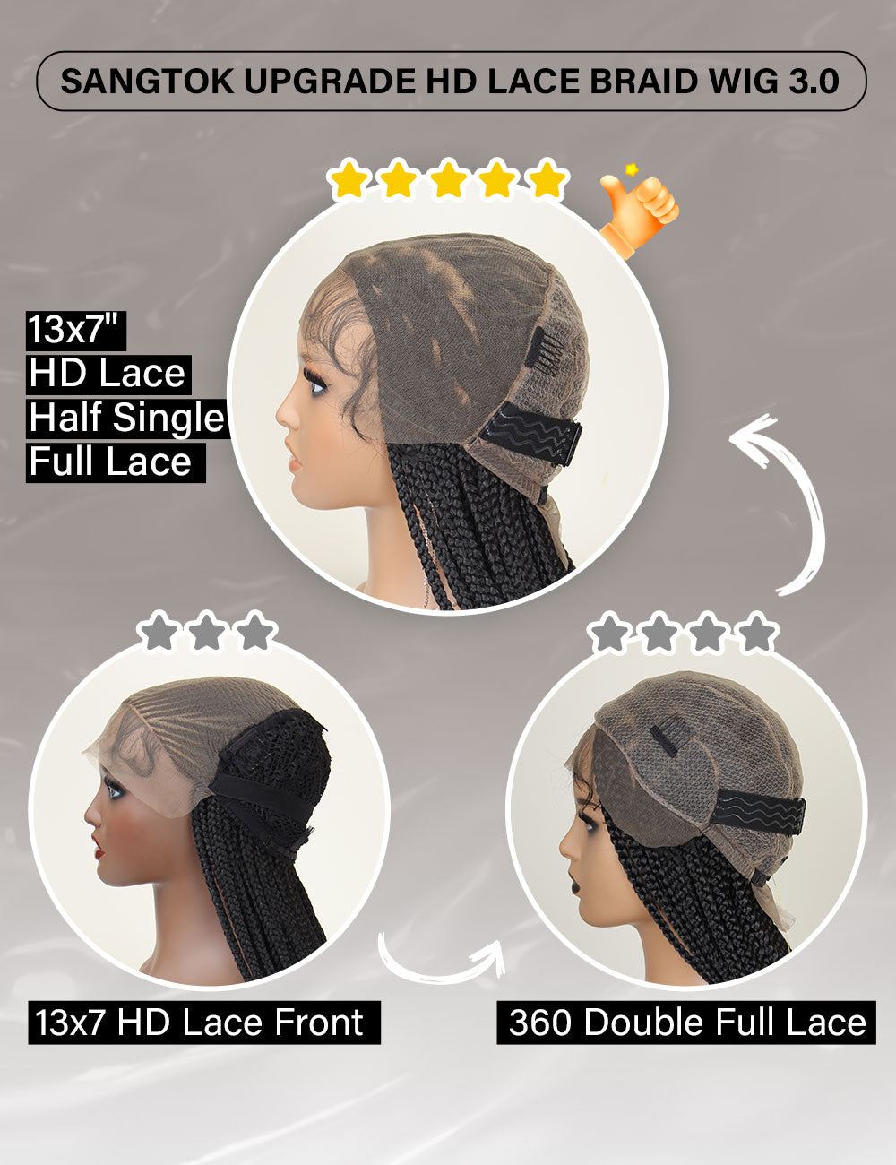 30" French Curl with Box Braid Wigs 13×7 HD Single Half 360 Full Lace Embroidery Goddess Braided Wigs