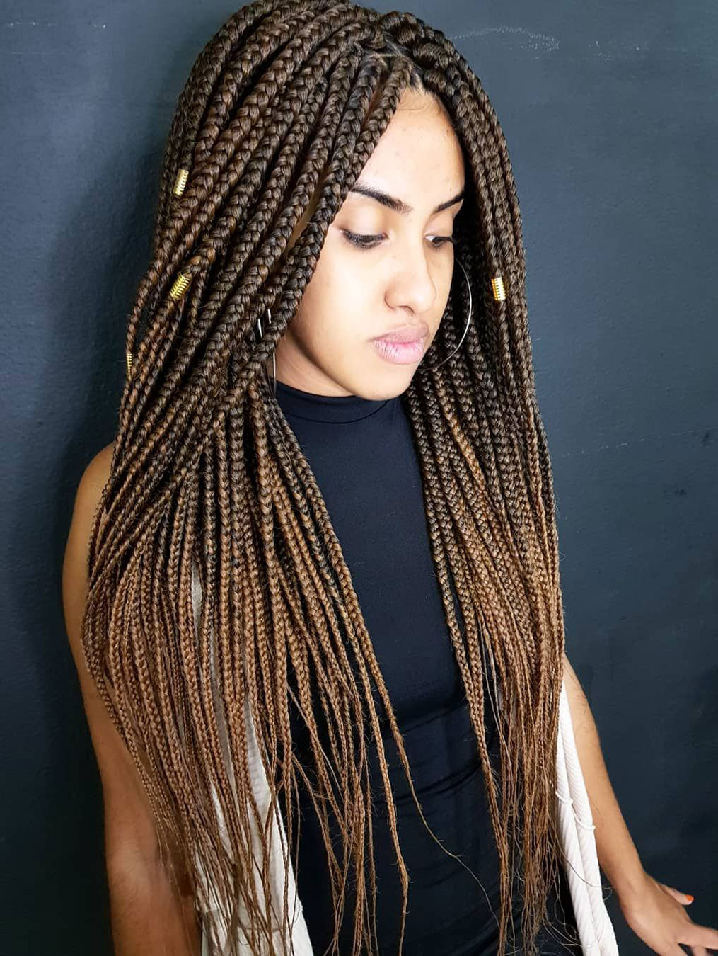 36" Full Lace Braided Wig Triangle Based Knotless Box Braid Wig Pre Plucked with Baby Hair