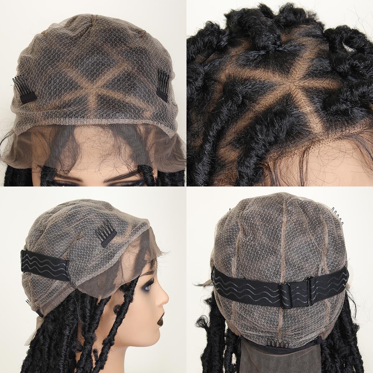 Sangtok Extra Long 45" Butterfly Locs Wig Knotless Embroidery Full Double Lace Big Triangle Part Butterfly Loc Braided Wigs