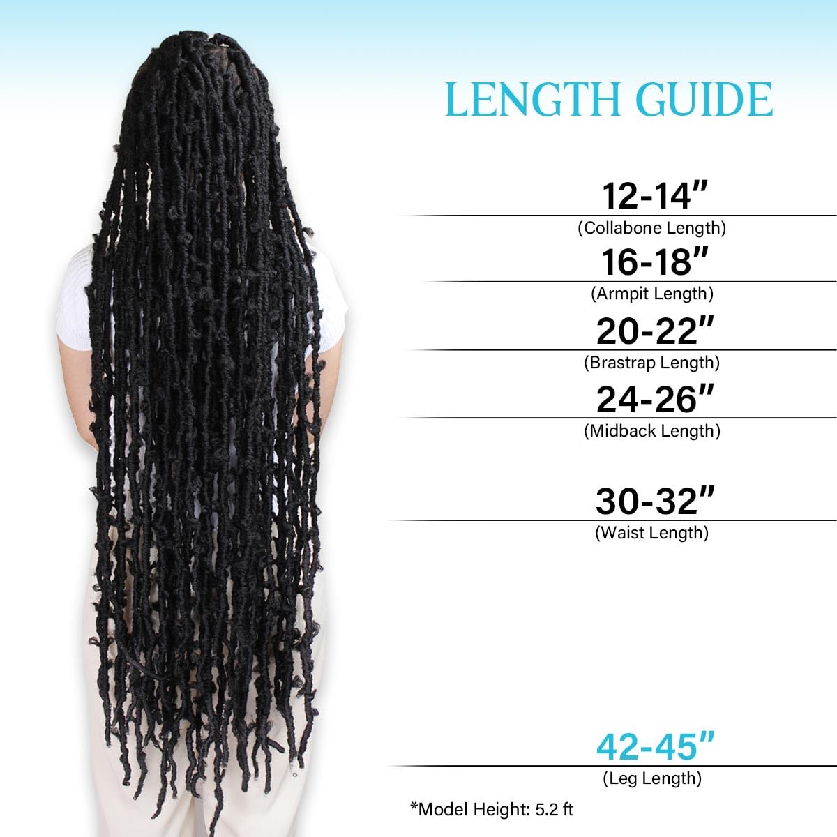 Sangtok Extra Long 45" Butterfly Locs Wig Knotless Embroidery Full Double Lace Big Triangle Part Butterfly Loc Braided Wigs