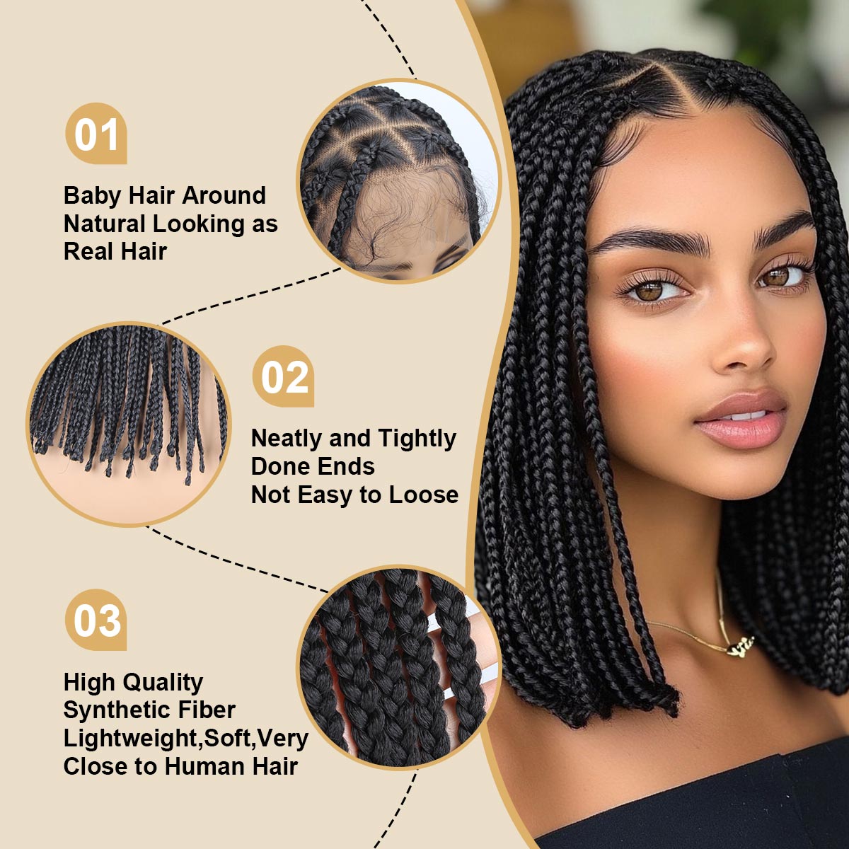 Sangtok New 360 Lace Braided Wigs for Black Women