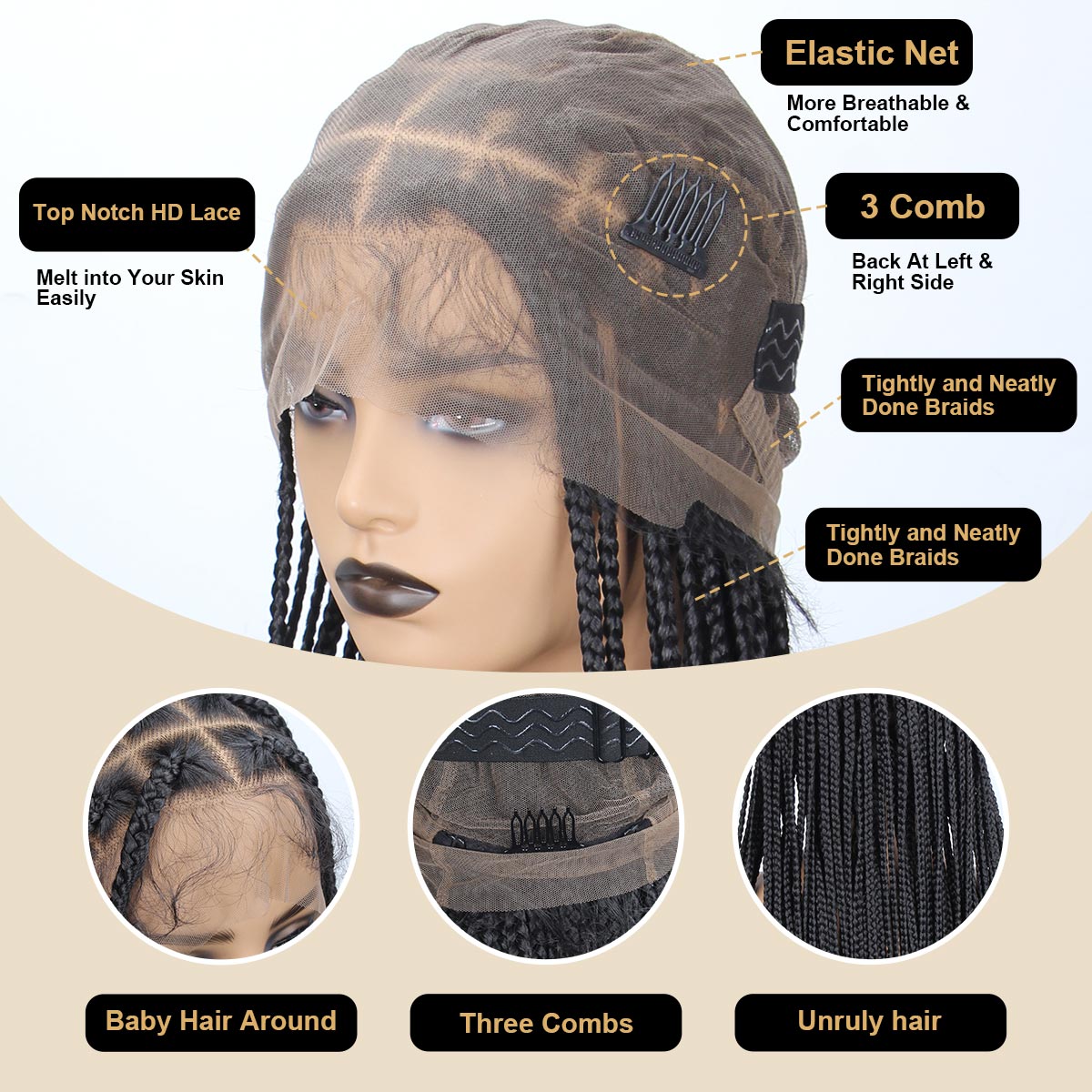 Sangtok New 360 Lace Braided Wigs for Black Women