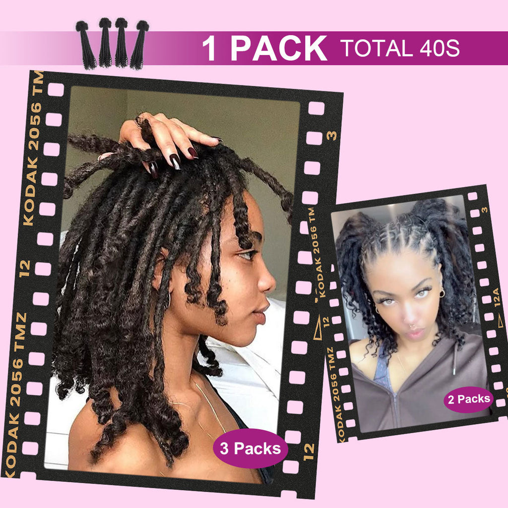 Sangtok 8 inch 40 Strands Loc Extensions Human Hair Curly Ends 0.4cm Width Human Hair Loc Extensions 8-12 Inch