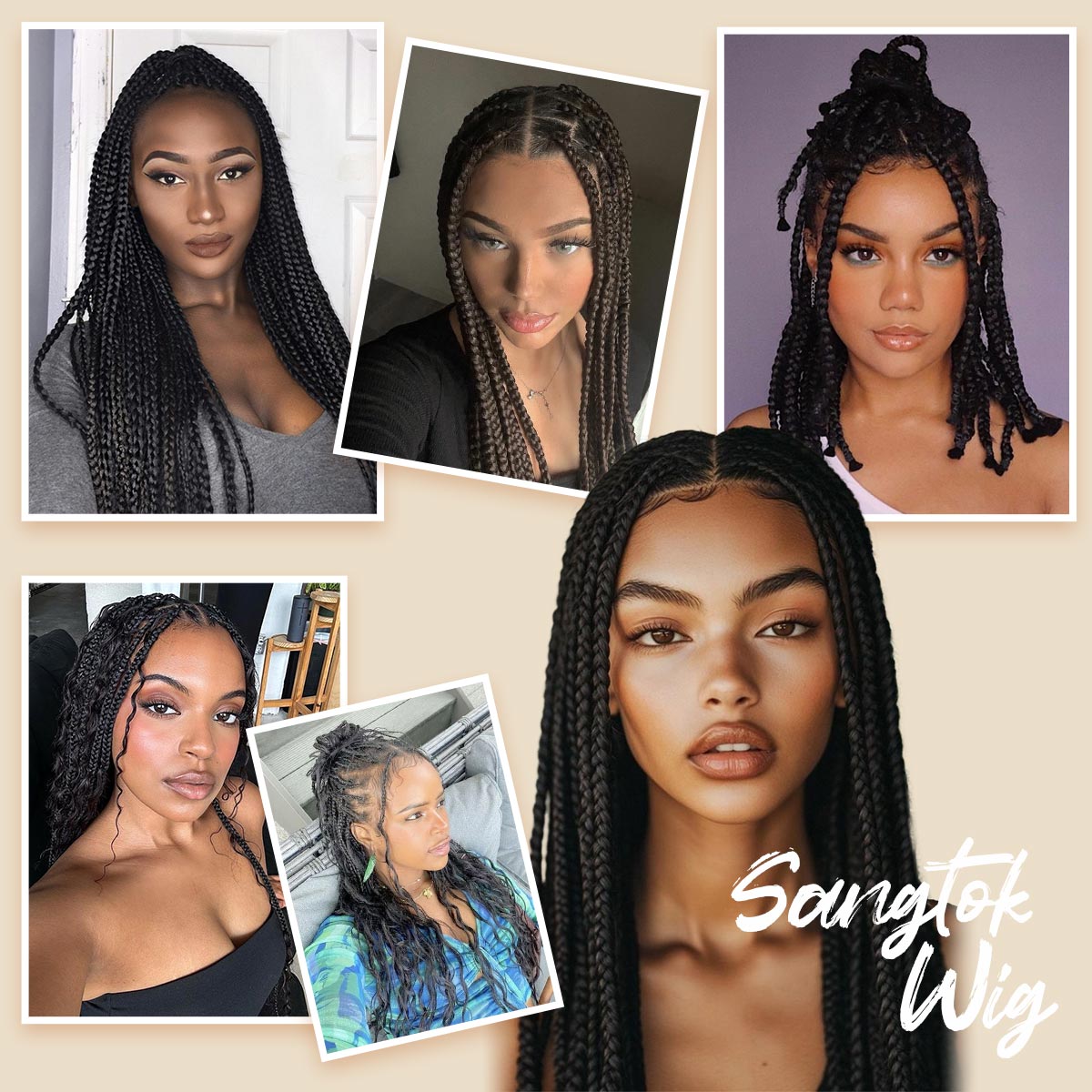 Sangtok New 360 Lace Braided Wigs for Black Women