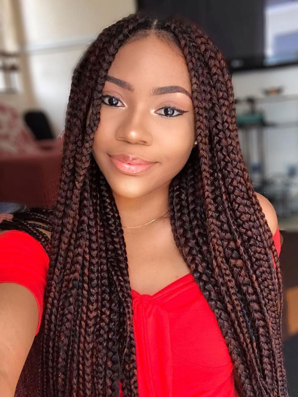 36" Full Lace Braided Wig Triangle Based Knotless Box Braid Wig Pre Plucked with Baby Hair