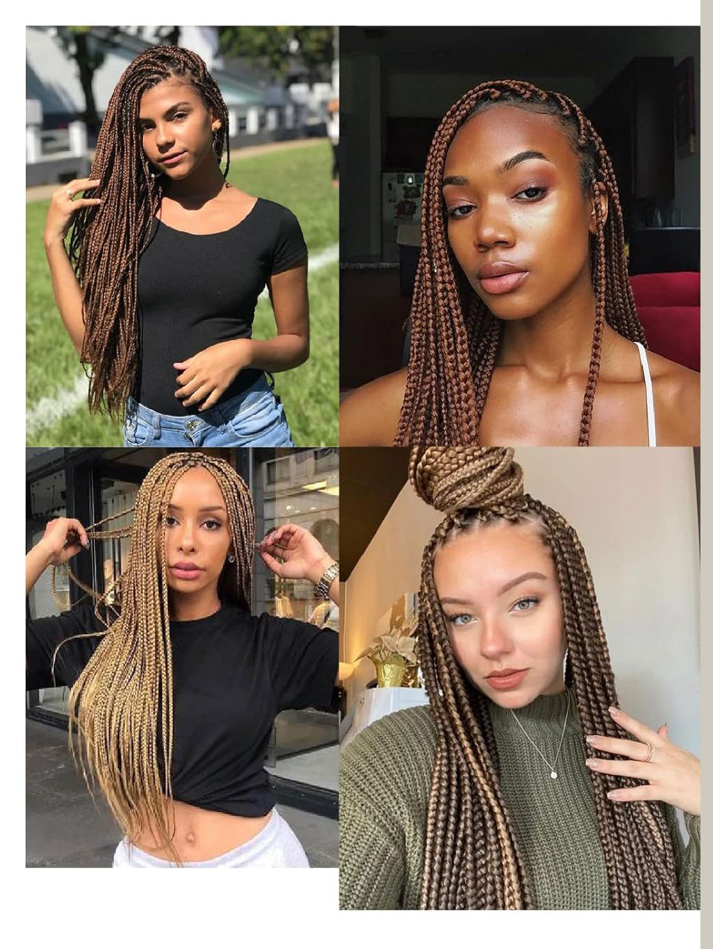 36 inch Braided HD Full Lace Wig Square Knotless Box Braid Wig 100% Handmade