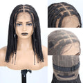 Sangtok 12inch Knotless Box Braid Wigs 360 Single Full Lace Braided Wigs for Black Women Synthetic Black Braided Lace Wig
